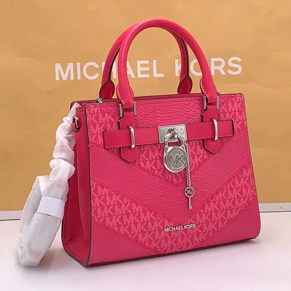 Michael Kors Hamilton Small Satchel Shoulder Crossbody Bag  Electric Pink Multi